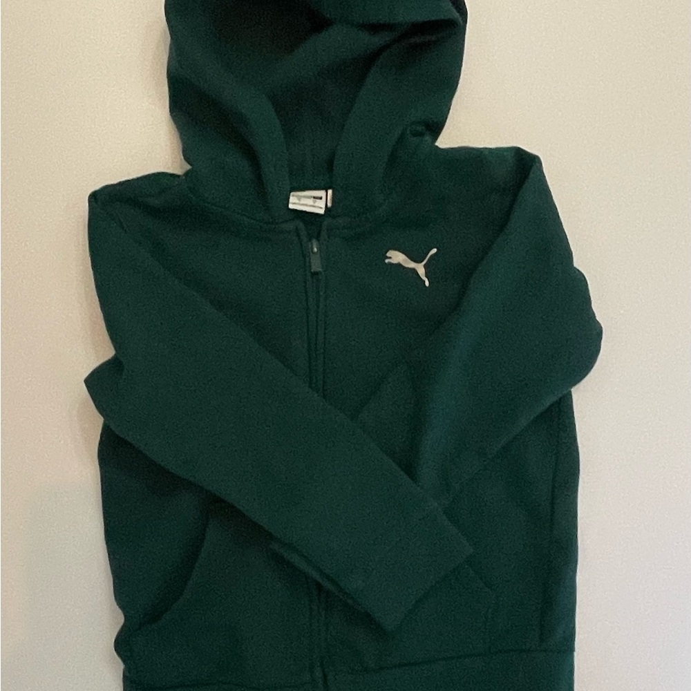 Puma Kids Dark Green Zip-Up Hoodie